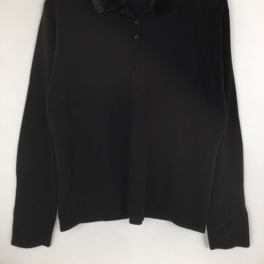 Norton McNaughton Black Sweater Top Faux Fur Collar Women’s Size XL - Picture 3 of 10